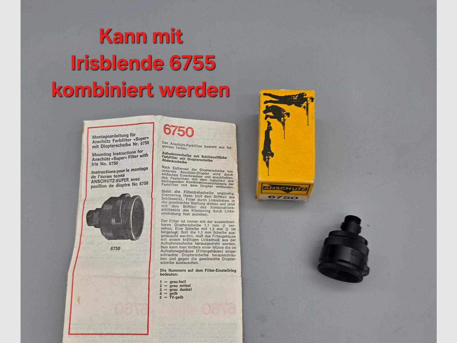 Filtro de color de diafragma de iris Anschütz Super 6750 Match