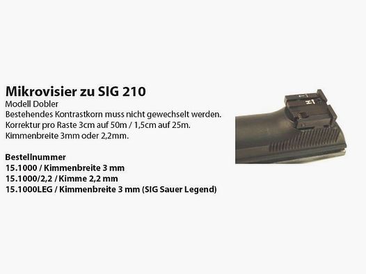Microvisore Wyss Dobler SIG P210 - 3 mm per mirino anteriore a contrasto