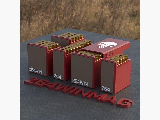 Filamelt Munitionsbox / Ammo Box .264 Winchester Magnum – Patronenbox für 50 Schuss, Made in Germany