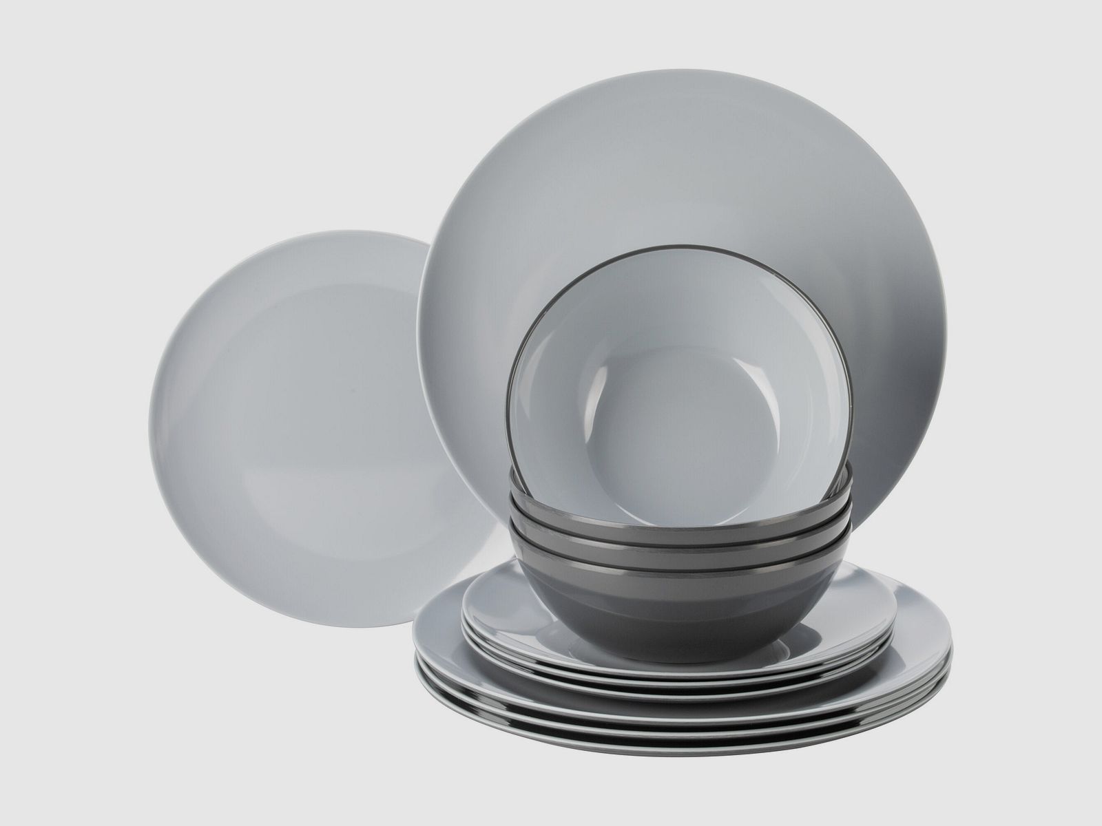 Set di Piatti Vivid Line, Grigio Chiaro, immagine 2 di 17