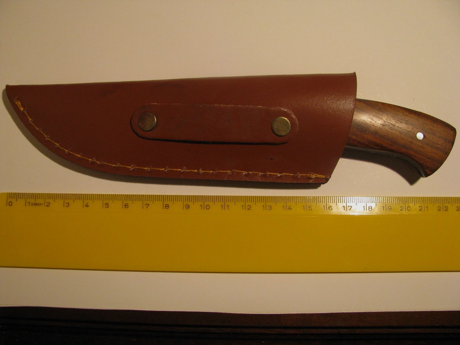 Haushaltsmesser, Campingmesser, Jagdmesser usw., brauner Holzgriff, Lederhülle 
