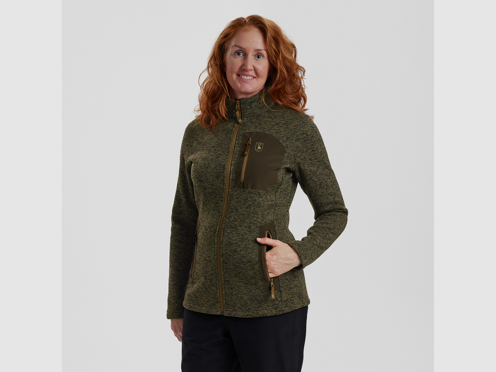 Lady Sarek Strickjacke - Olive Night melange – Kleidergröße Damen: 46