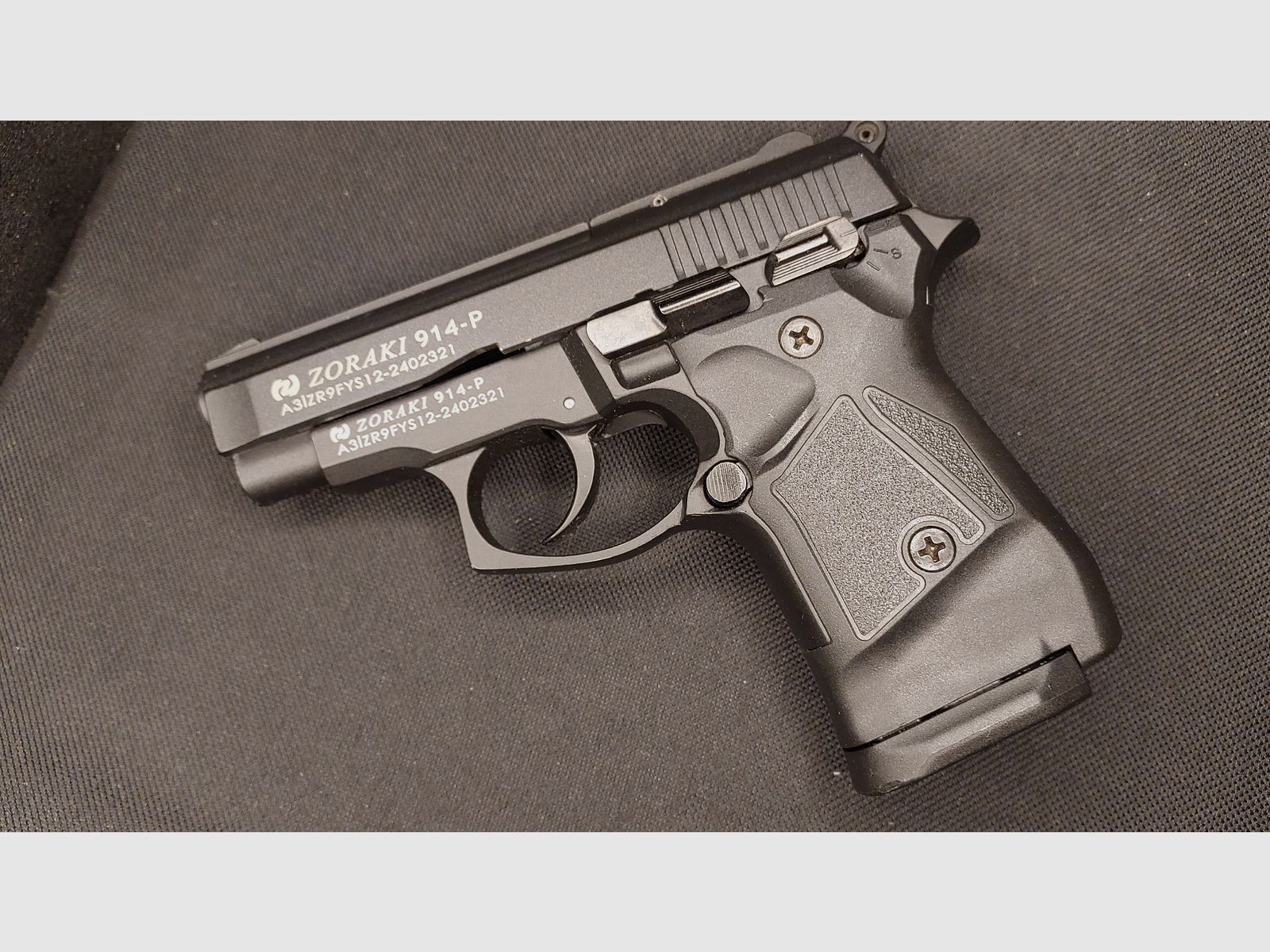 Zoraki 914-P TR-2024 pavonado pistola de fogueo 9mm P.A.K. PTB (1070) Z 914 con cargador adicional de 25 disparos