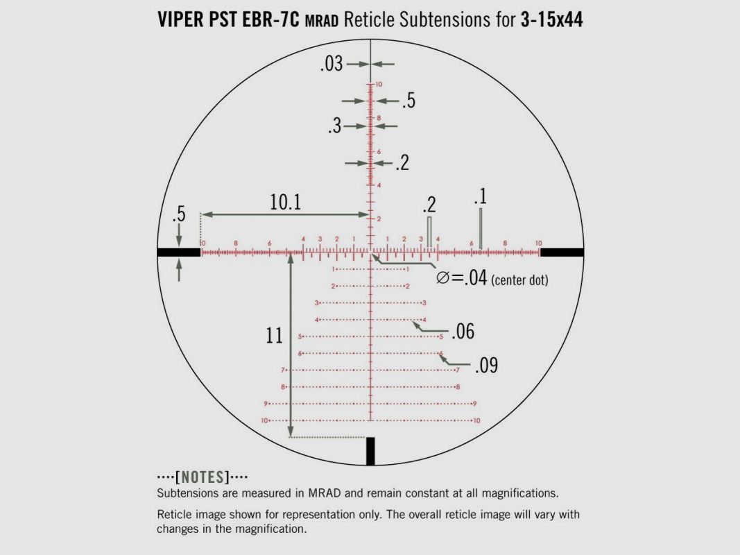 Ottica VORTEX Viper PST Gen II 3-15x44 EBR-7C IL FFP (Mrad), immagine 6 di 6