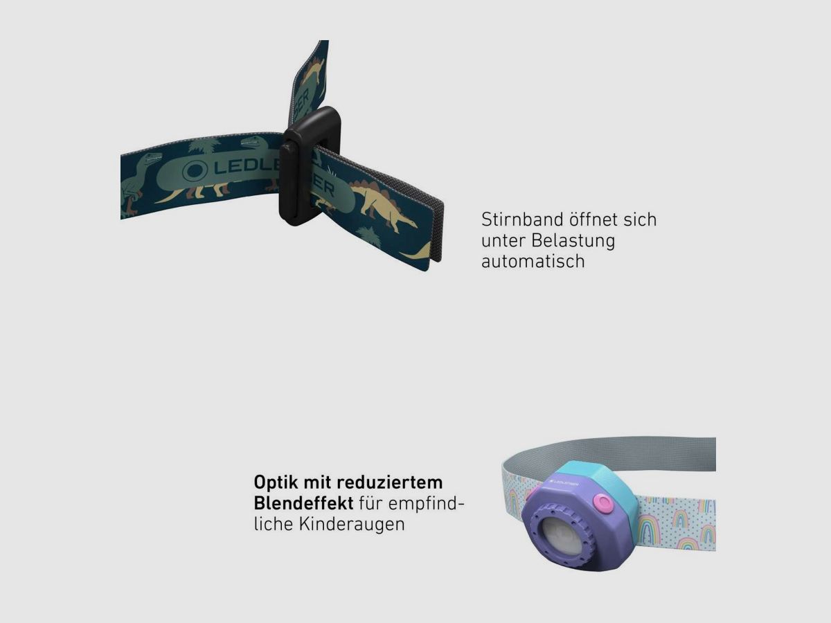 Ledlenser 502536 Kinder Stirnlampe KIDLED4R lila 40 Lumen