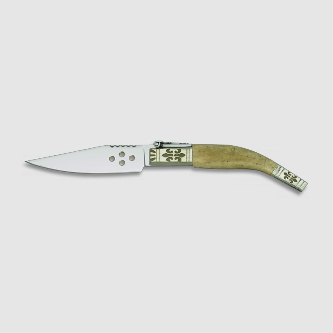 Spanisches Navaja Taschenmesser Alpaca 9cm Knochen Geschenk-Box