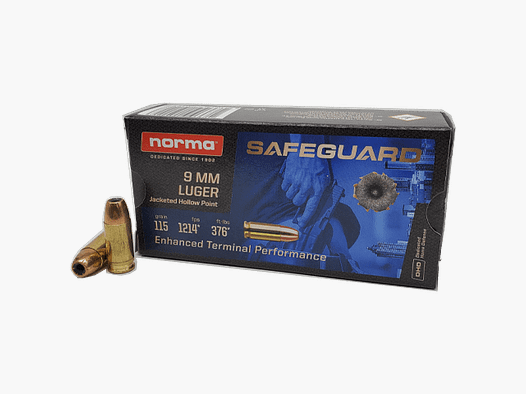 NORMA ammunition cal 9 x 19 JHP 124 grs SAFEGUARD