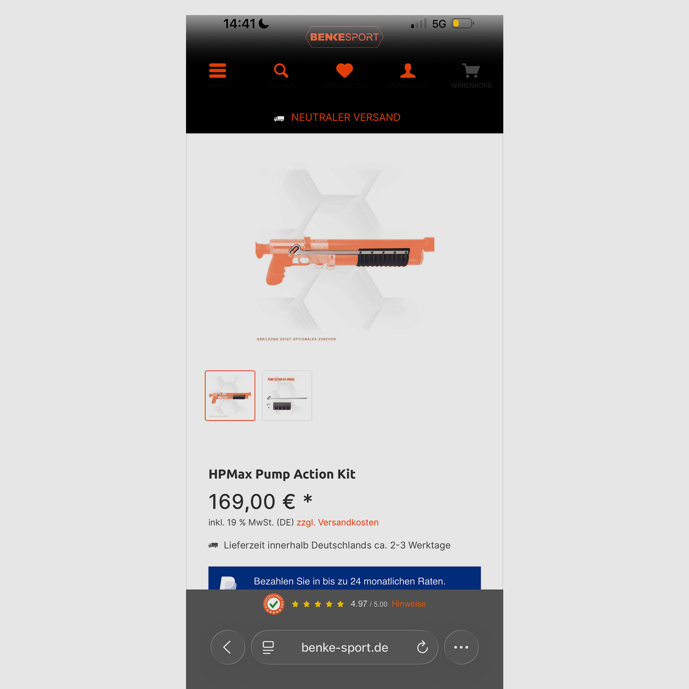 AEA Airgun HPMAX MK2 (9mm / .35) – NUOVISSIMO + HPMax Pump-Action Kit + serbatoio d'aria aggiuntivo!
