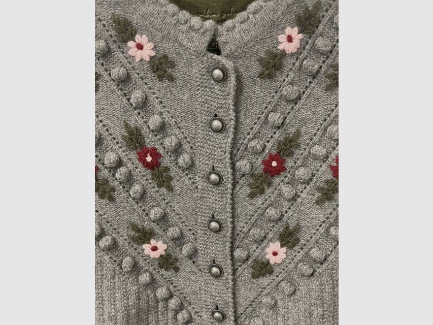 fei scho schee Trachten-Strickjacke in Mid Grey-Bordeaux/Pink, Bild 2 von 2