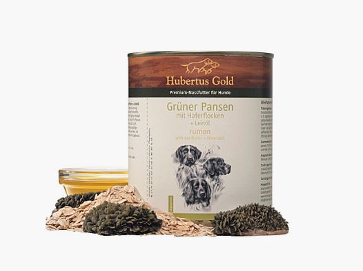Hubertus Gold Premium-Nassfutter Grüner Pansen mit Haferflocken + Leinöl 800g
