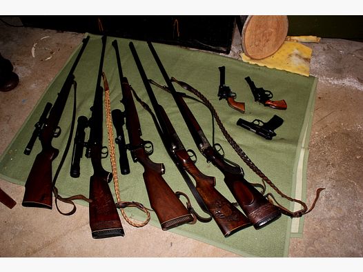 8 registrierte Waffen nebst Zubehör - wegen Aufgabe der Jagd