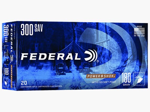 Federal Rifle Ammunition .300 Savage 11.7g Jacketed Soft Point Power Shok