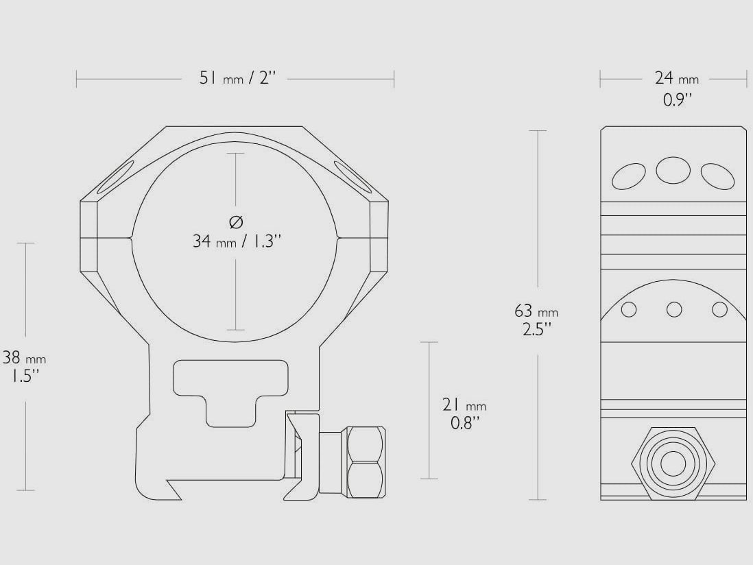 Hawke Taktische Festmontage aus Aluminium Weaver 34mm zweiteilig High, Bild 2 von 2
