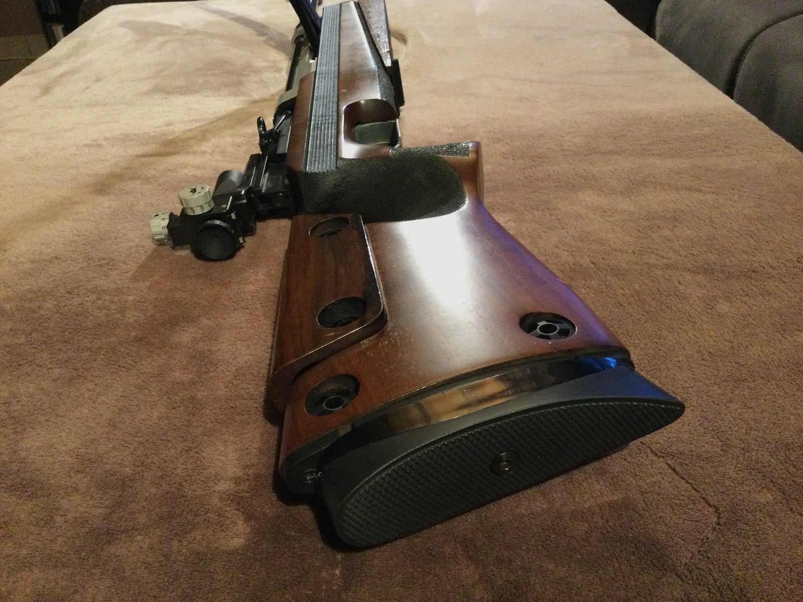 Anschütz Super Air 2002; Match-Luftgewehr Auflage rechts; Nussbaumschaft; Top Zustand