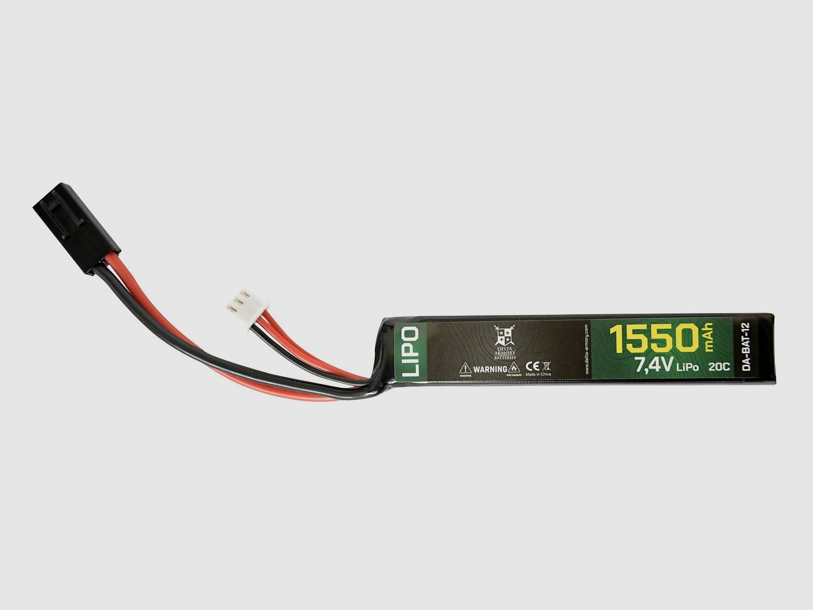 LiPo 7.4V / 1550mAh 20C Mini Tamiya (Stock Type) | Delta Armory