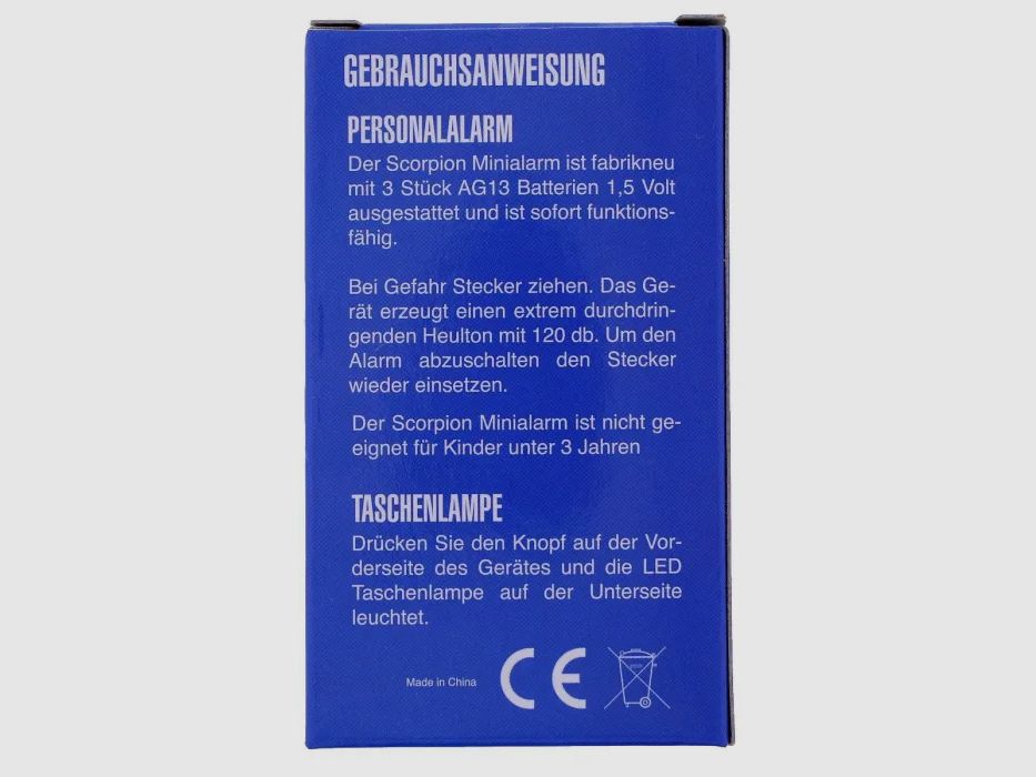 Allarme personale Scorpion 120 db Nero