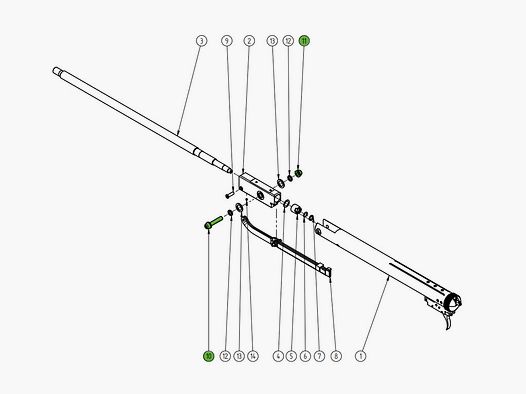 Scharnierschraube mit Scharniermutter fĂĽr Luftgewehr Diana 34 EMS, Ersatzteil