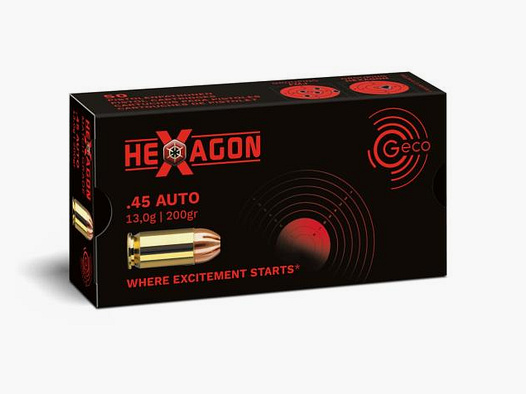 GECO Pistolenmunition .45Auto HEXAGON 50 Stk  13,0g/200grs