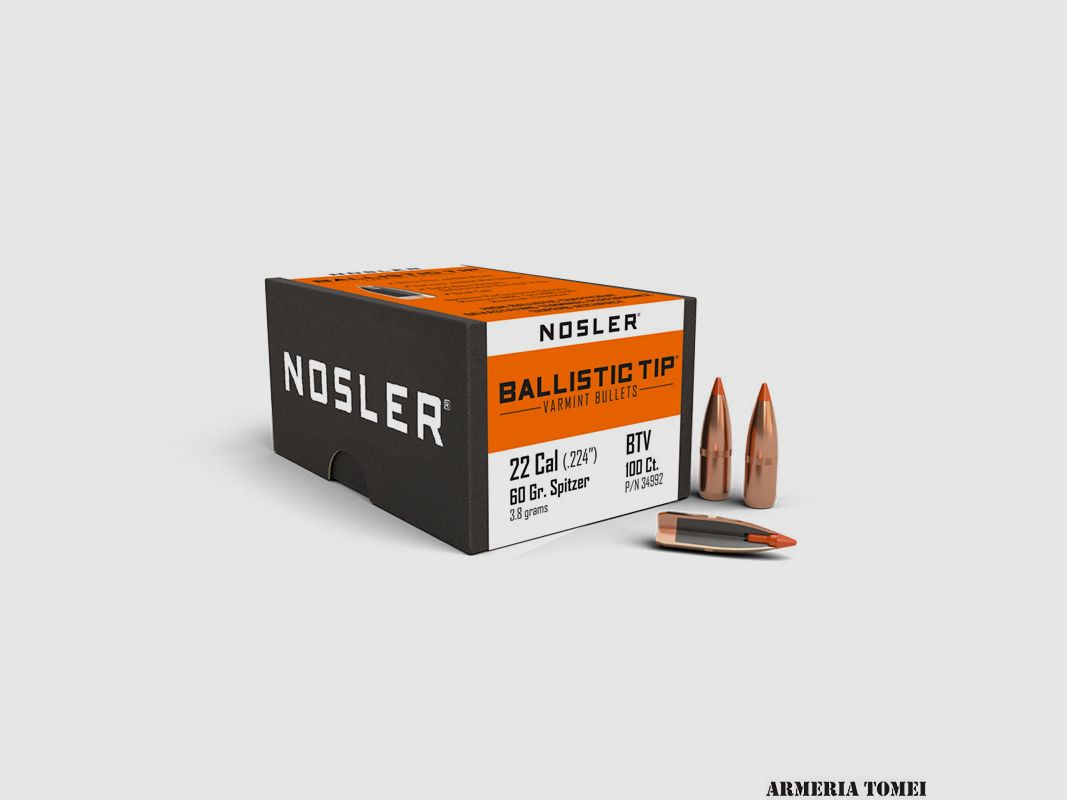 RELOADING BULLE – NOSLER – 22 Caliber 60gr Spitzer Ballistic Tip® Varmint (100pcs)