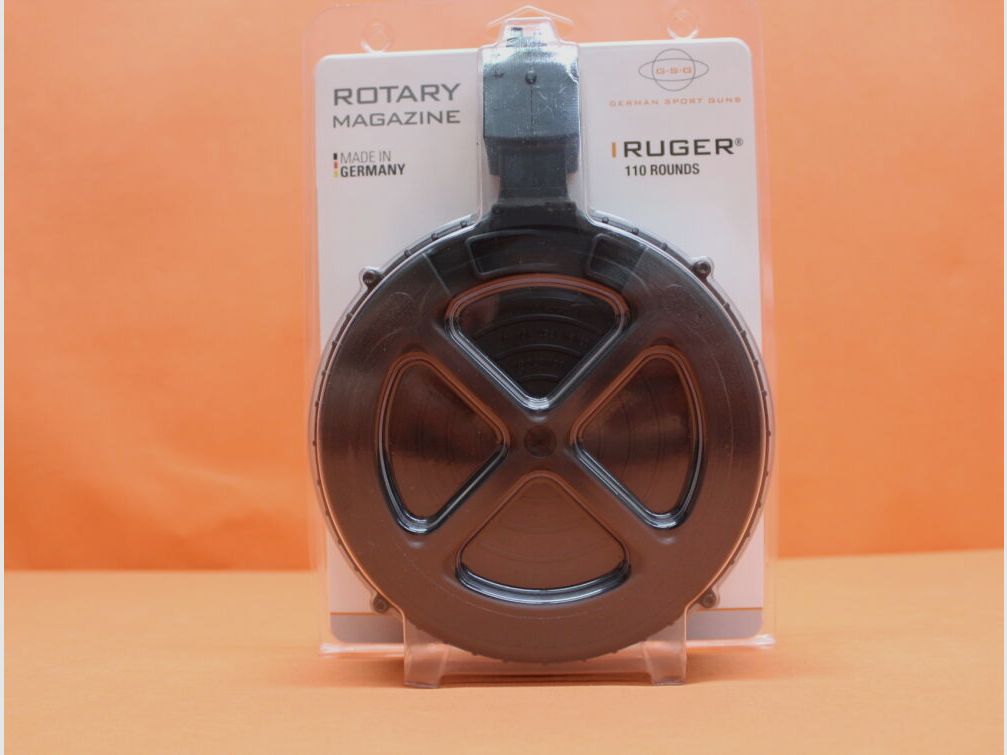 GSG German Sport Guns Ruger 10/22 : Chargeur German Sport Guns 110 coups .22lr en polymère noir (chargeur tambour)