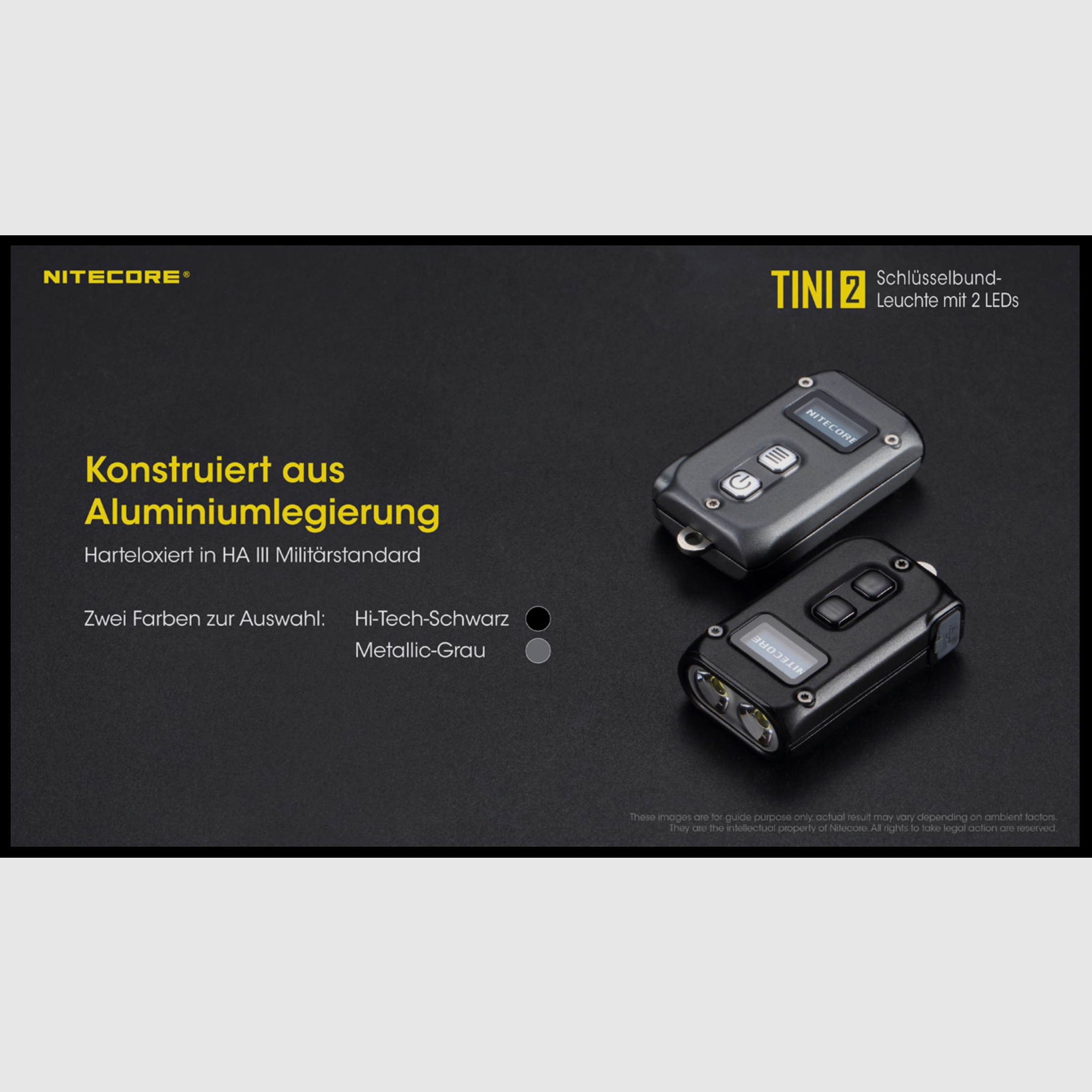 Nitecore TINI2 grau LED Taschenlampe 500 Lumen