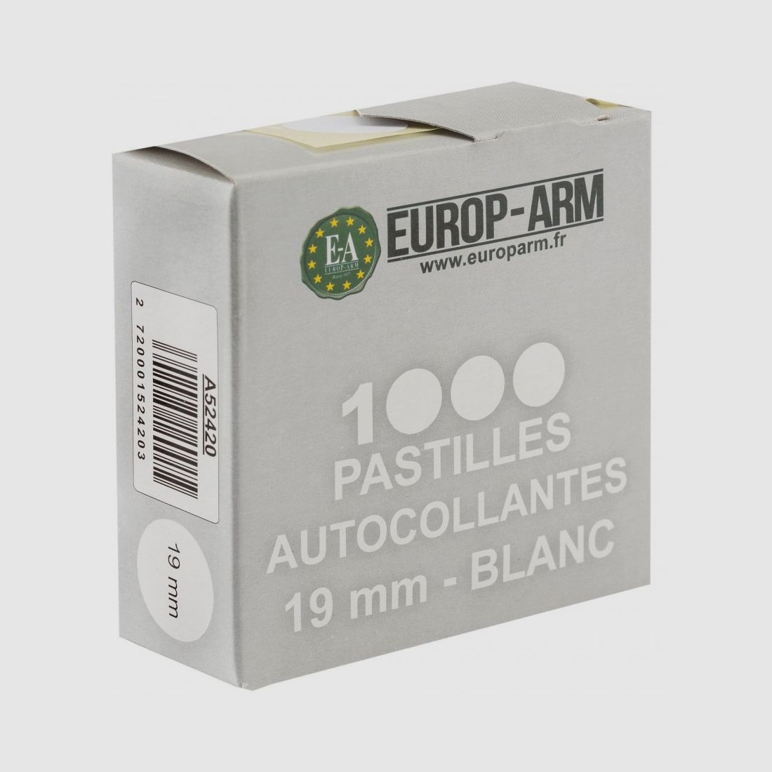 Selbstklebende weiße Pastillen Ø 19 mm