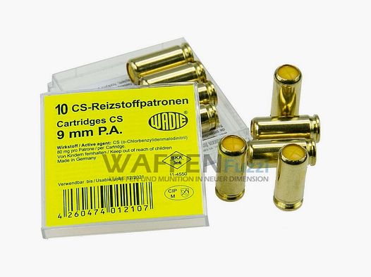 Wadie 9 mm CS cartouches de gaz pour pistolets 10 coups