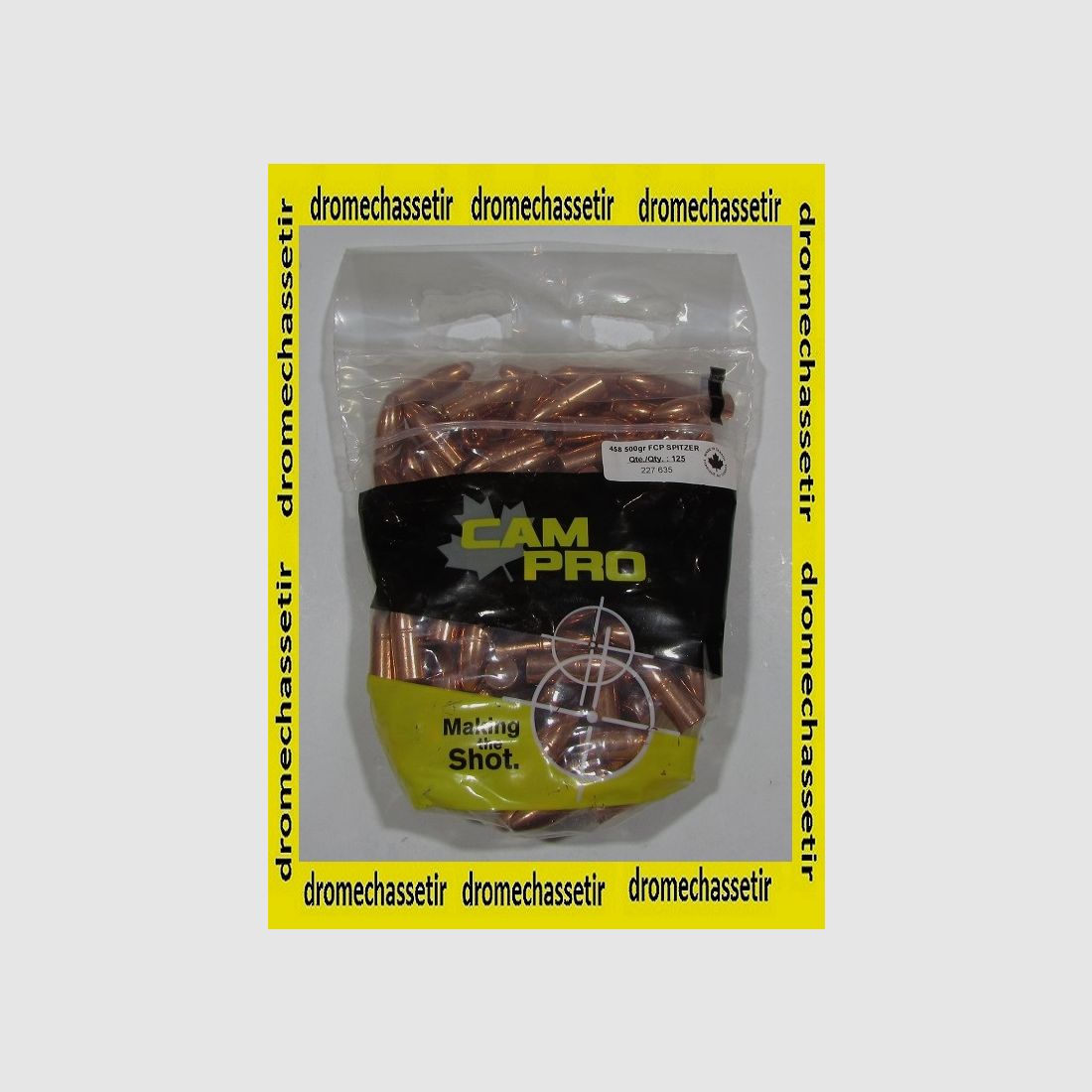 Packung mit 125 Geschossen Cam-pro, Kal. 458, 500 gr