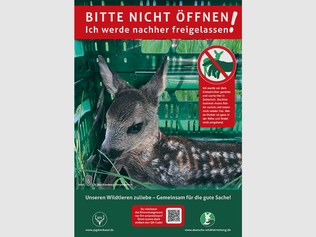 Hinweisschild Kitzrettung "Bitte nicht öffnen" A4