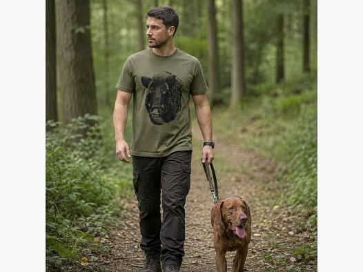 T-shirt Deerhunter Jaxon khaki dzik bawełna 160 g/m²