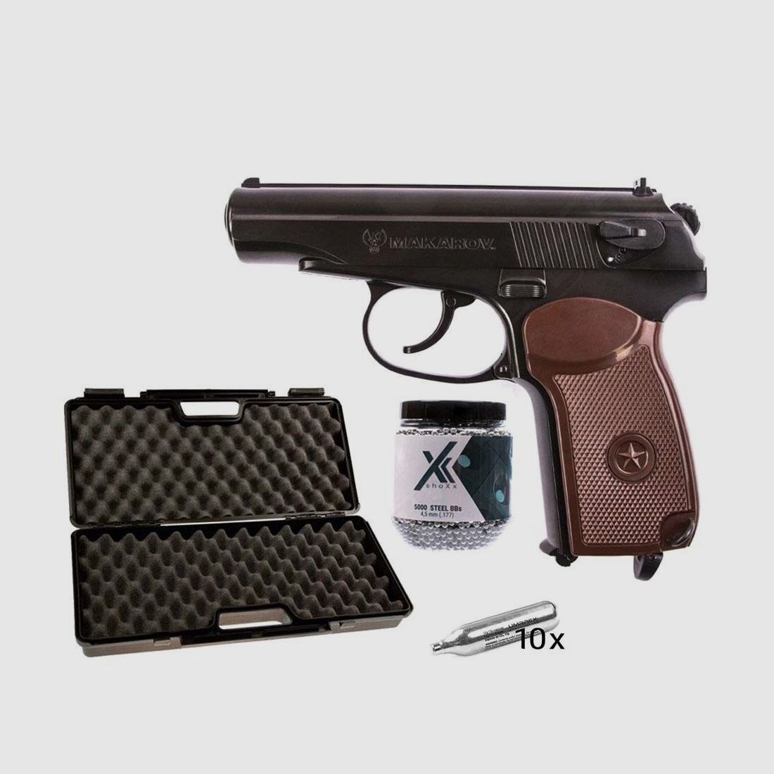 Makarov Umarex Makarov Pistolet CO2 4,5mm Billes Acier - Set de Valise
