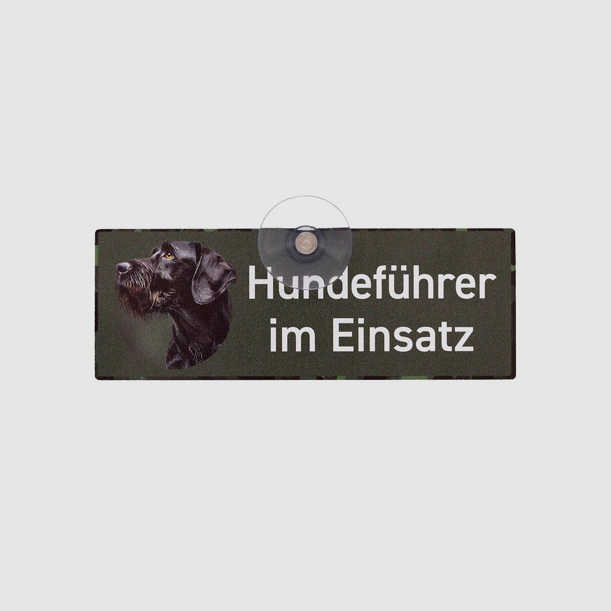 WILDE HILDE Jagdschild mit Saugnapf "HUNDEFÜHRER IM EINSATZ"