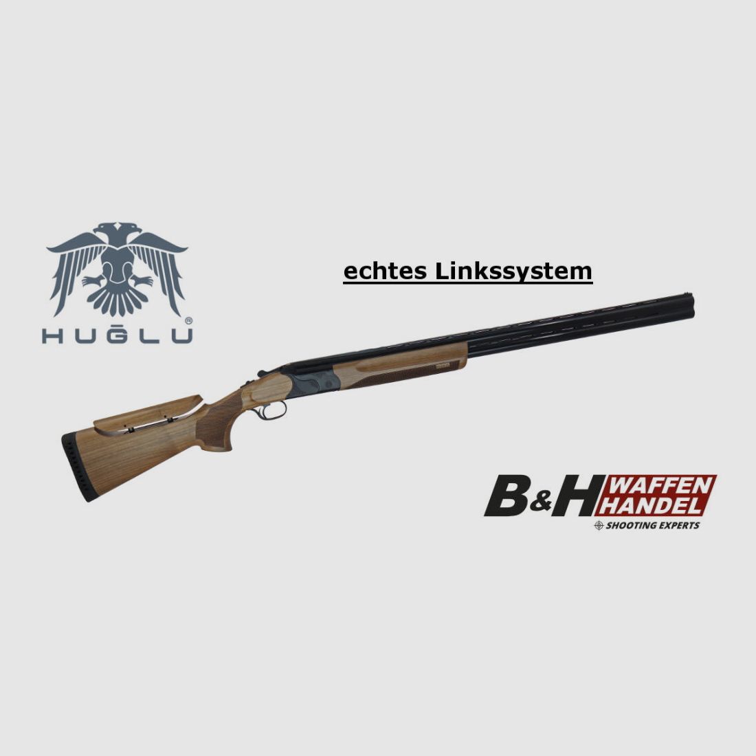 Huglu Bockdoppelflinte Victor schwarz echtes Linkssystem 71cm