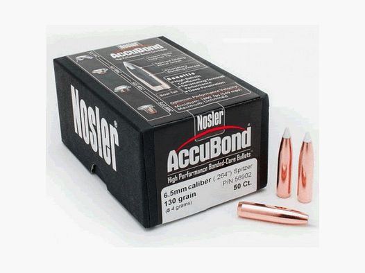 OGIVE cal.6,5 NOSLER SPITZER 130 GRAINS boîte de 50 pièces.