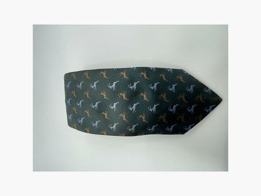 Robert Keyte Krawatte 100% Seide grn Motiv Silberner und brauner Hirsch