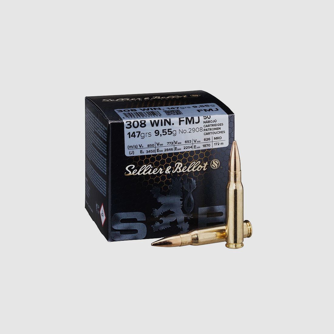Sellier & Bellot .308 Winchester, FMJ 147 grs 1 Packung (50 Schuss á 0,898 €*)