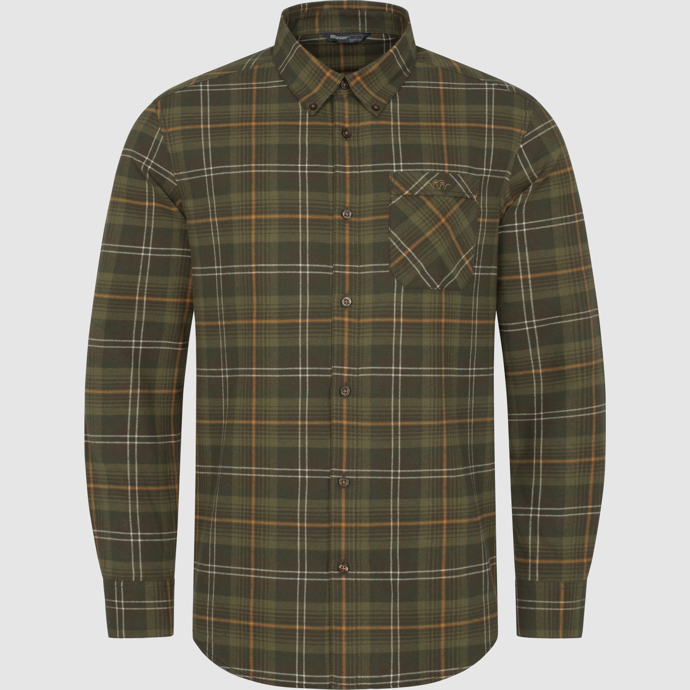 Julian Flanell Hemd Herren Grün/Offwhite/Orange Kariert XXL