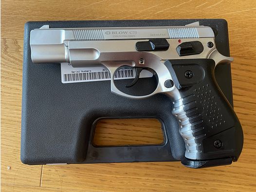 BLOW C75 Matt Chrome - 9 mm P.A.K. – pistola de fogueo - réplica CZ-75 – envío a toda la UE