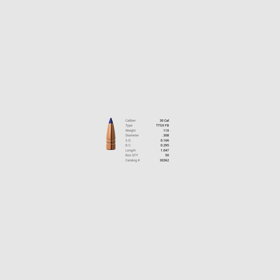 Barnes Geschoss .30/.308 110GR Tipped TSX FB 50 Stück