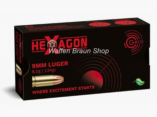 GECO 9mm Luger HEXAGON SX VM 8,0g 124gr Bleifrei
