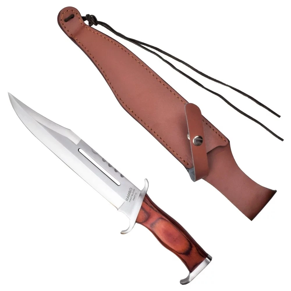 Groot Rambo III Cinema Classic-mes, 425 mm, met leren schede CC-H3