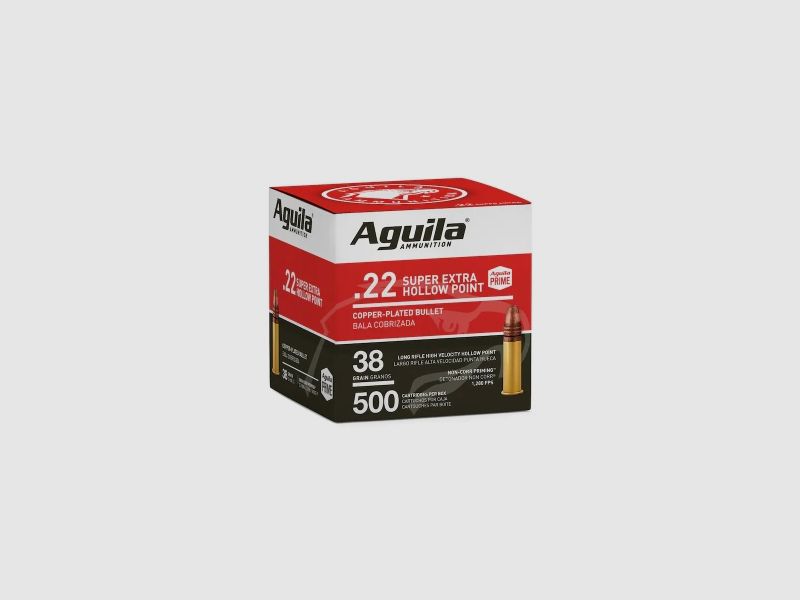 Aguila Super Extra High Velocity .22 LR 38GR LRN HP 500 cartucce