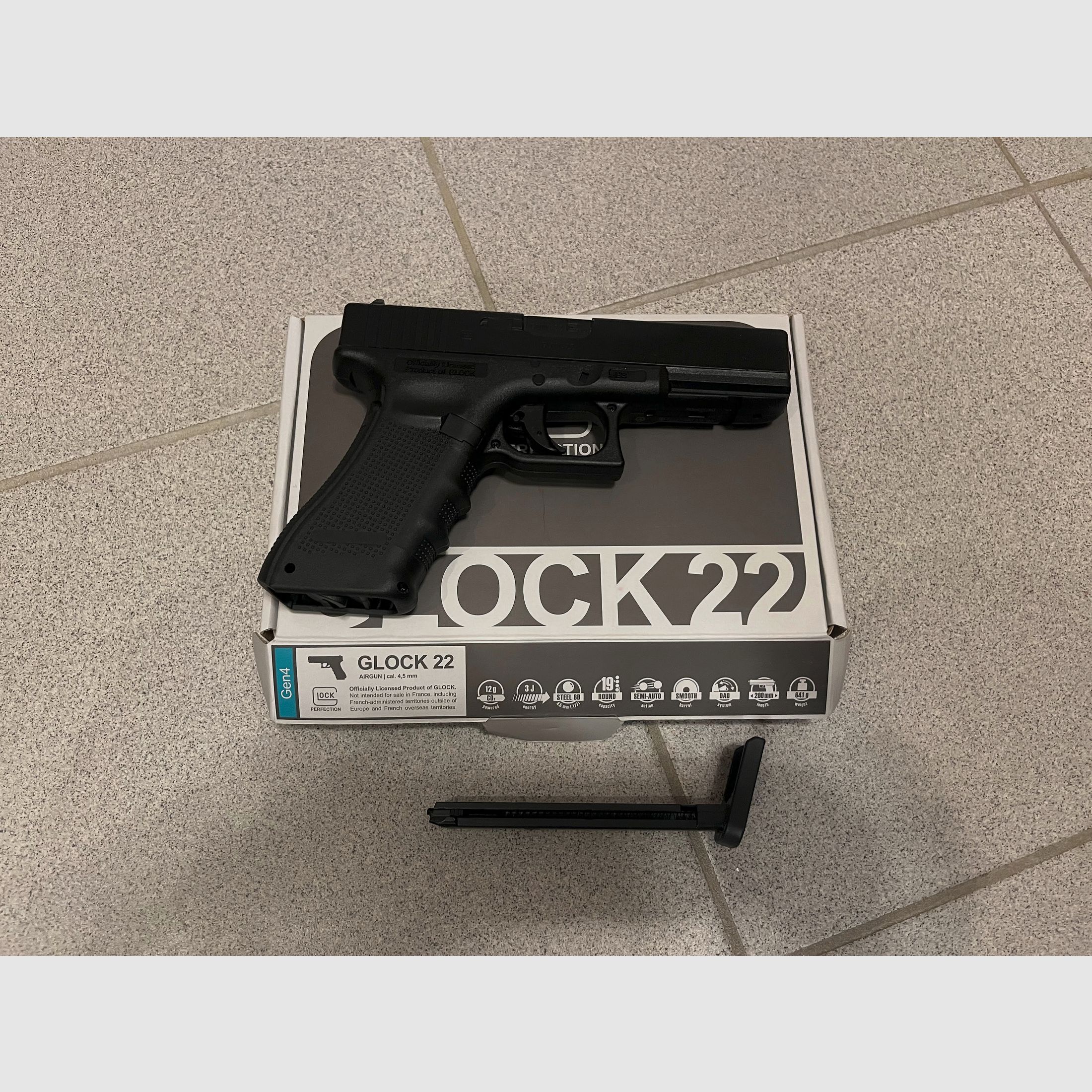 Pistola Co2 Glock 22 Gen4 calibre 4,5 mm BB de acero