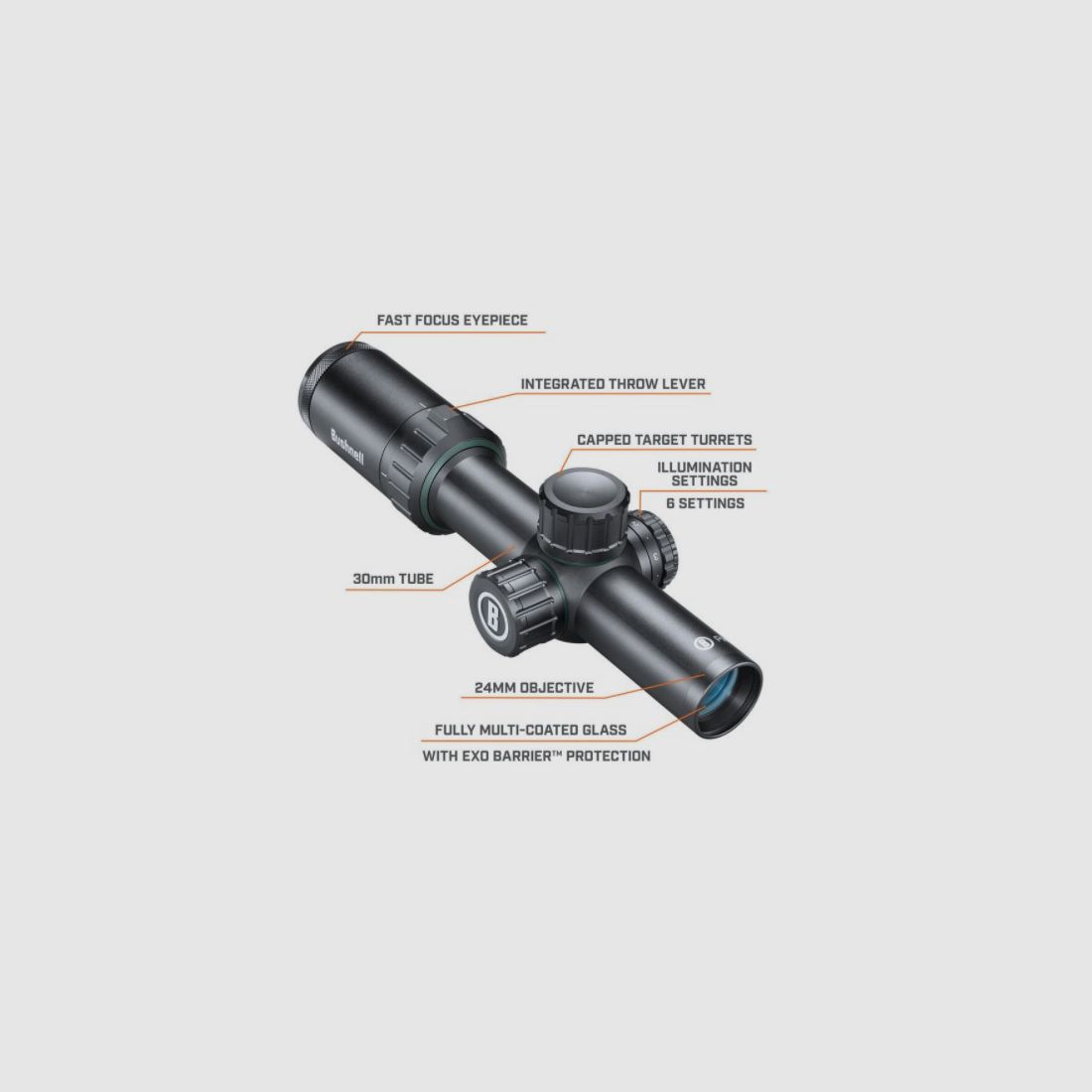 BUSHNELL RP1424BS9 PRIME BLACK SCOPE 1-4X24 30MM ILLUM. GERM