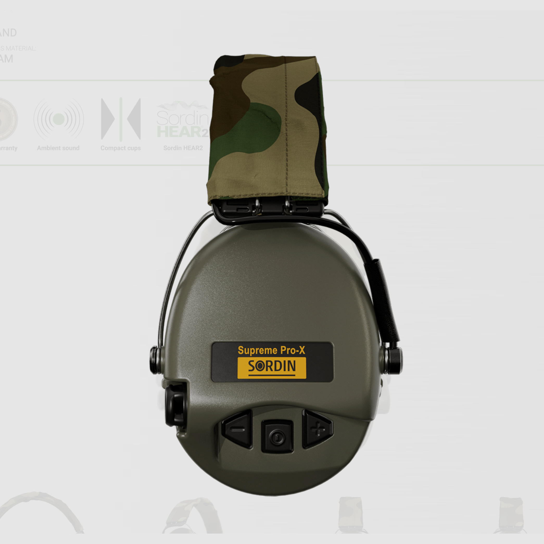 Sordin 75302-X-S Electronic Hearing Protection Supreme Pro X Headband Green Camo