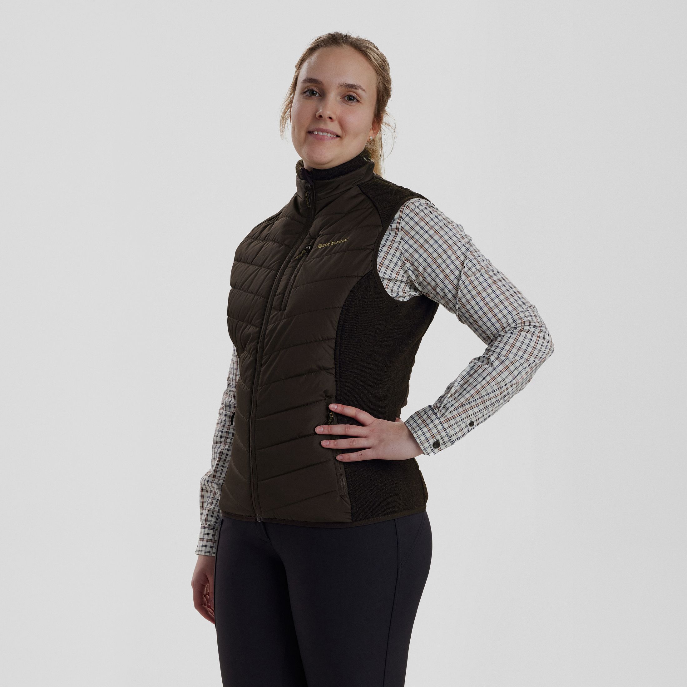 Lady Caroline Gewatteerde Vest - Brown Leaf - Damesmaat: 40