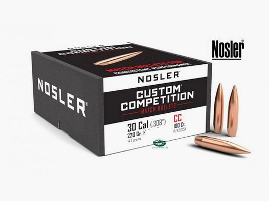 NOSLER Geschosse COMPETITION Kal.308 - 220gr. HPBT Packung 100 St. 53154