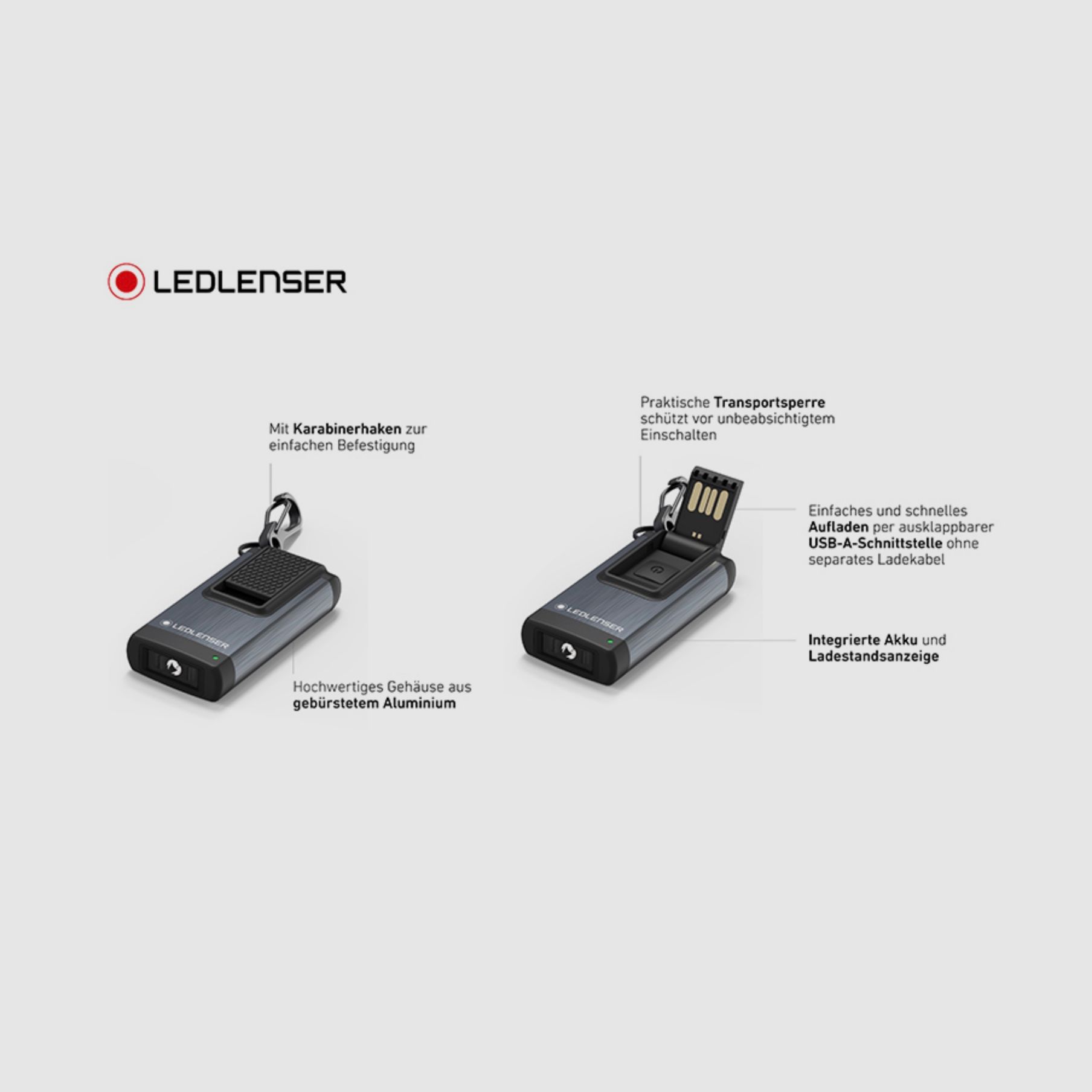 Ledlenser 502574 K4R.2 Schlüsselleuchte 120 Lumen 30 Meter grau