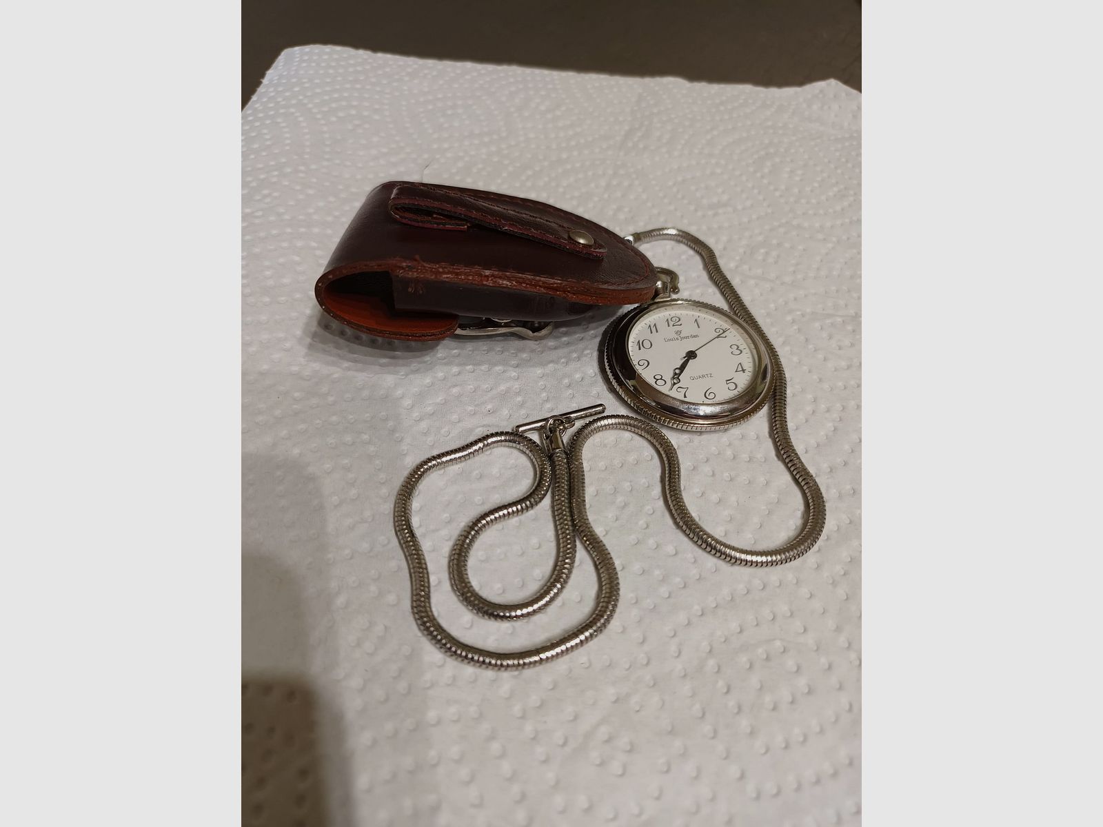 Zakhorloge van Louis Jordan met leren etui