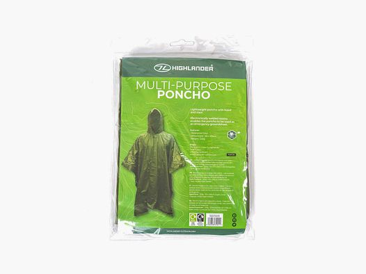 Highlander Poncho de Lluvia Verde Oliva